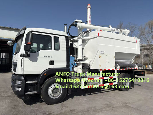 High cost performance HOWO 10/15/20/30T on-site mixing and charging granular ammonium explosive ANFO Truck Emulsion Blasting service Drilling Zambia/Zimbabwe/Tanzania/Ghana/Guinea/Namibia/Guyana