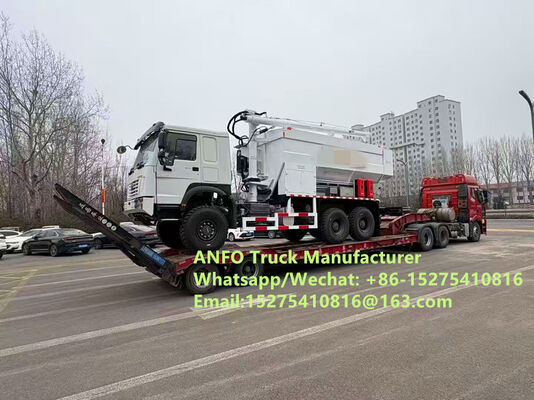 Wettbewerbsfähige Brandneue HOWO 10/15/20/30T Mischen und Laden vor Ort granularer Ammonium-Schüttstoff Sprengstoffe ANFO LKW Emulsionsstrahldienst Bohren Sambia/Simbabwe/Tansania/Ghana/Guinea/Namibia/Guyana