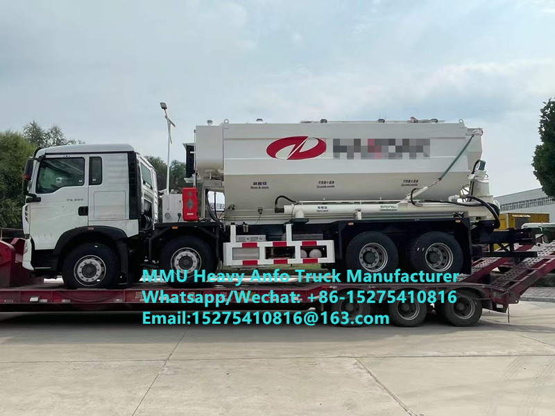 Intelligente HOWO-Mischung und Ladung von multifunktionalen schweren Ammoniumöl-Explosivstoffen Lastwagen 15/20/25 Tonnen Schwere Emulsion ANFO Lastwagen Zambia/Zimbabwe/Tansania/Ghana/Guinea/Peru Bergbau Blasting Service